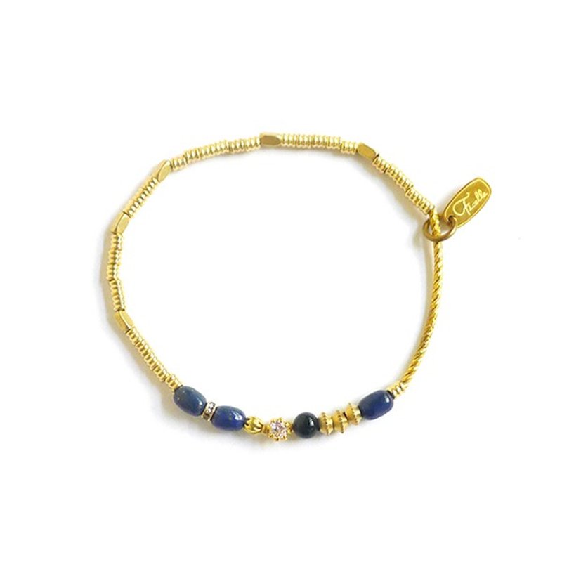 Ficelle 饰品设计馆│帕芙洛娃的完美舞鞋 - 青金石 Lazurite│天然石黄铜手链 - 手链/手环 - 其他材质 蓝色