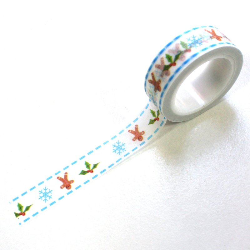 圣诞节限定 X'MAS 纸胶带 A13 姜饼人 - 纸胶带 - 纸 白色