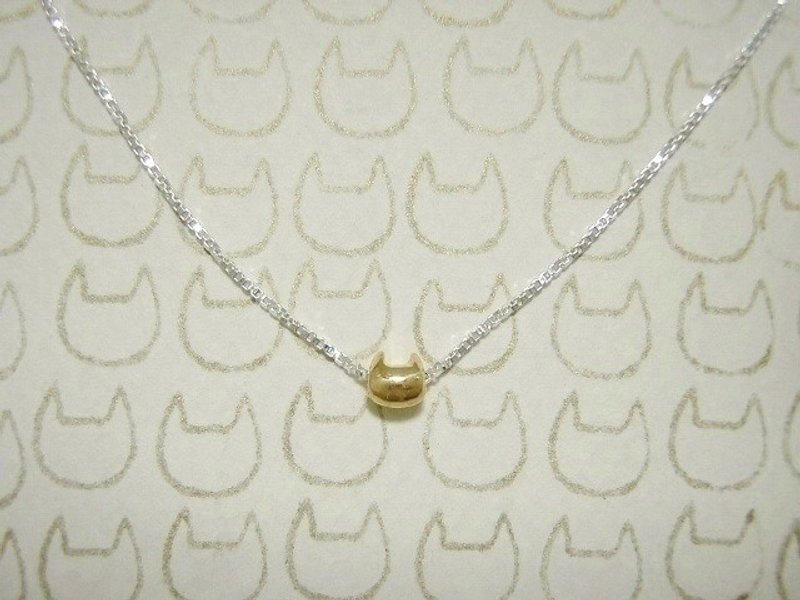 miaow icon necklace K18GP ( cat gold plated silver necklace 貓 猫 颈链 镀金物 銀 ) - 项链 - 其他金属 灰色