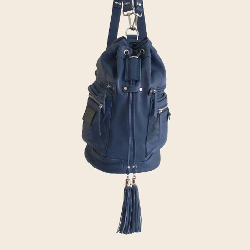 ► Jennifer ｜ shoulder bag ● 　　　　深海蓝色／软羊皮圆筒背包 - 侧背包/斜挎包 - 真皮 蓝色