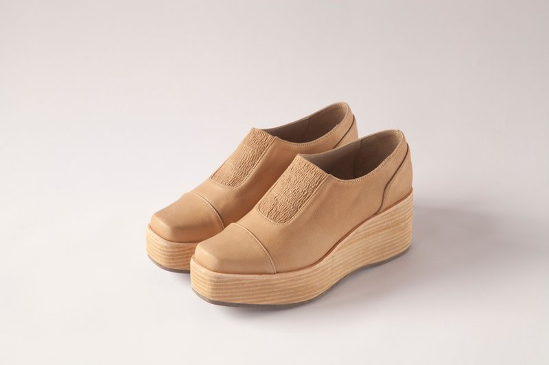 ZOODY / 新生厚底 / 手工鞋 / 深口厚底包鞋 / 米肤色 - 女款休闲鞋 - 真皮 橘色