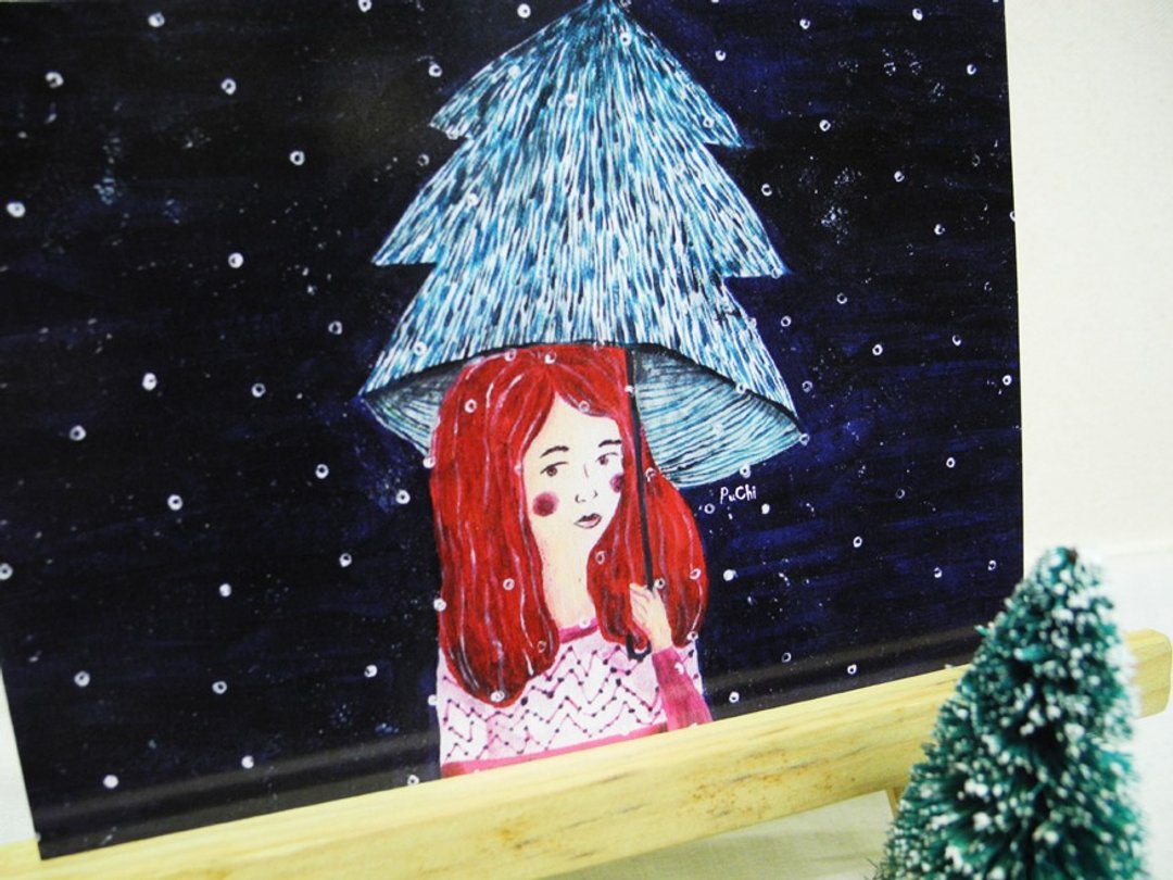 PuChi/自画像/女孩/明信片/圣诞节/Christmas - 卡片/明信片 - 纸 多色