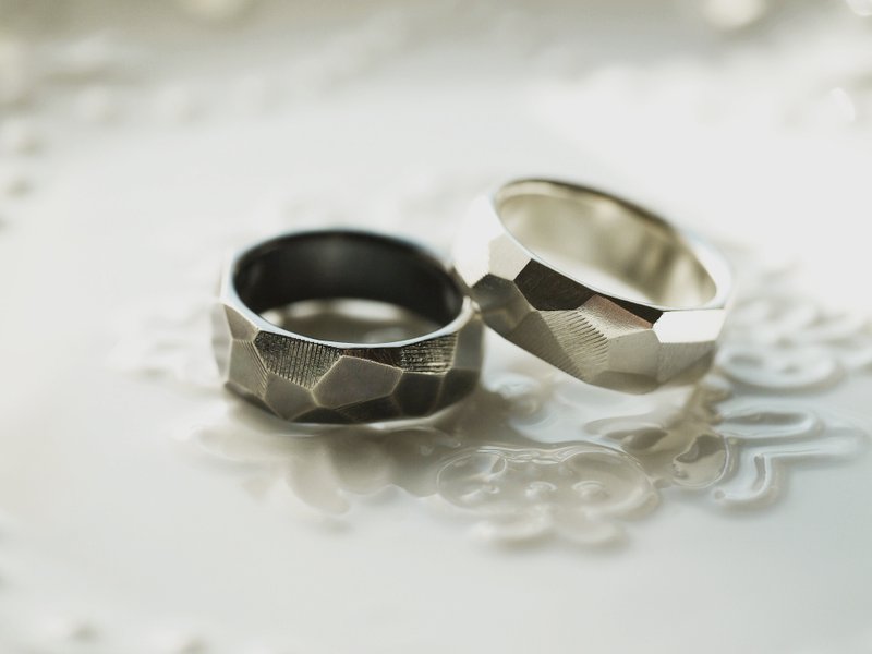 手工925纯银【谁说钻石永远闪亮亮】不规则几何切面个性戒指 - 戒指 - 纯银 银色