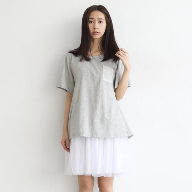 日系假两件造型美背上衣_灰 - 其他 - 其他材质 灰色