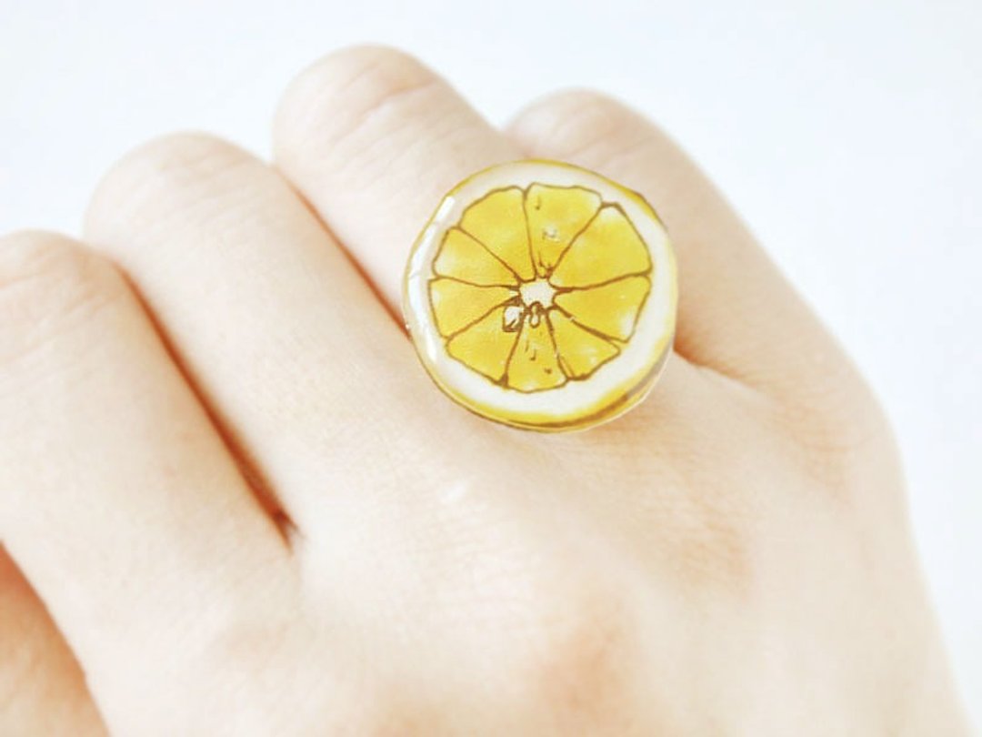 LEMON RING - 戒指 - 塑料 黄色