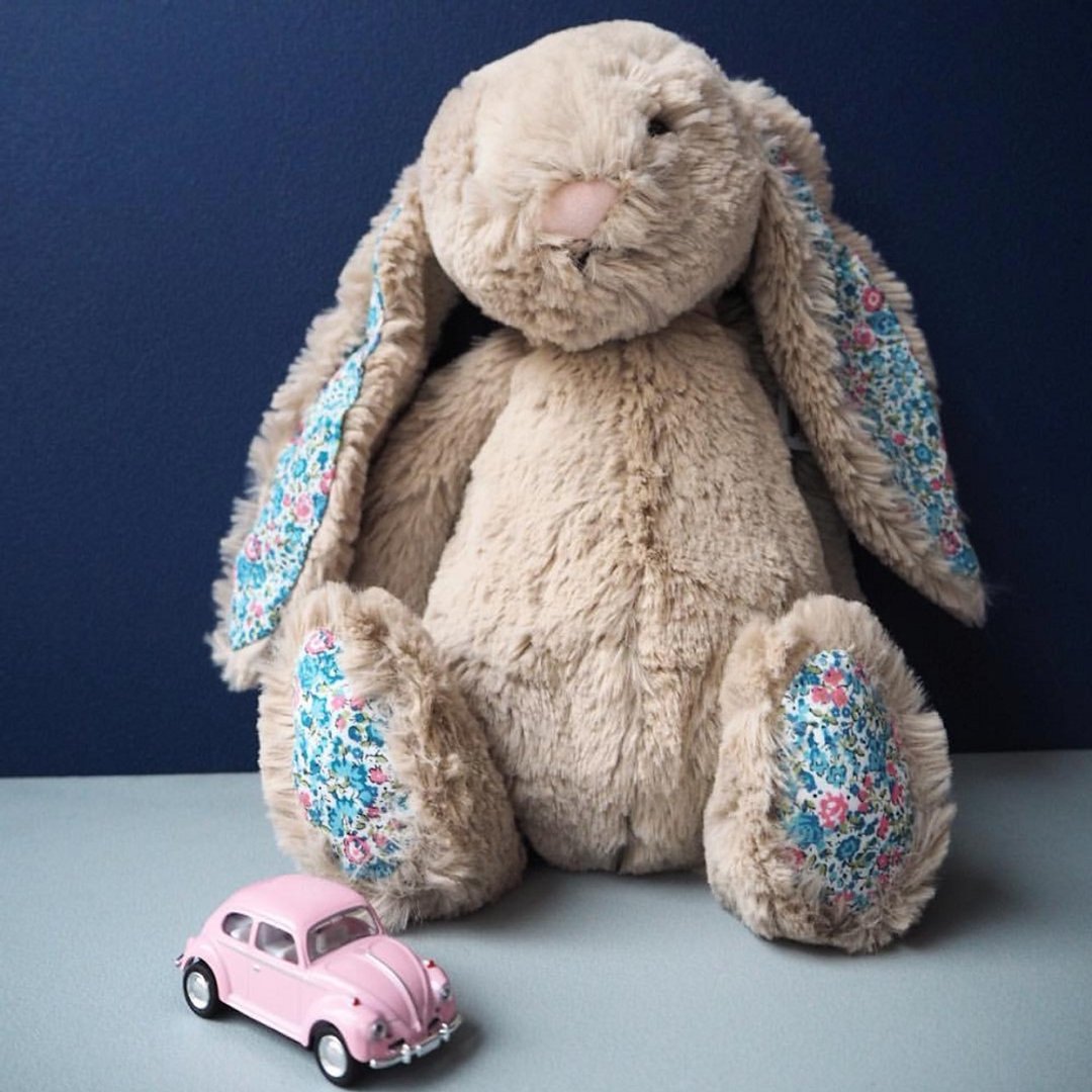 Jellycat Blossom Beige Bunny 碎花兔 31cm - 玩偶/公仔 - 聚酯纤维 灰色