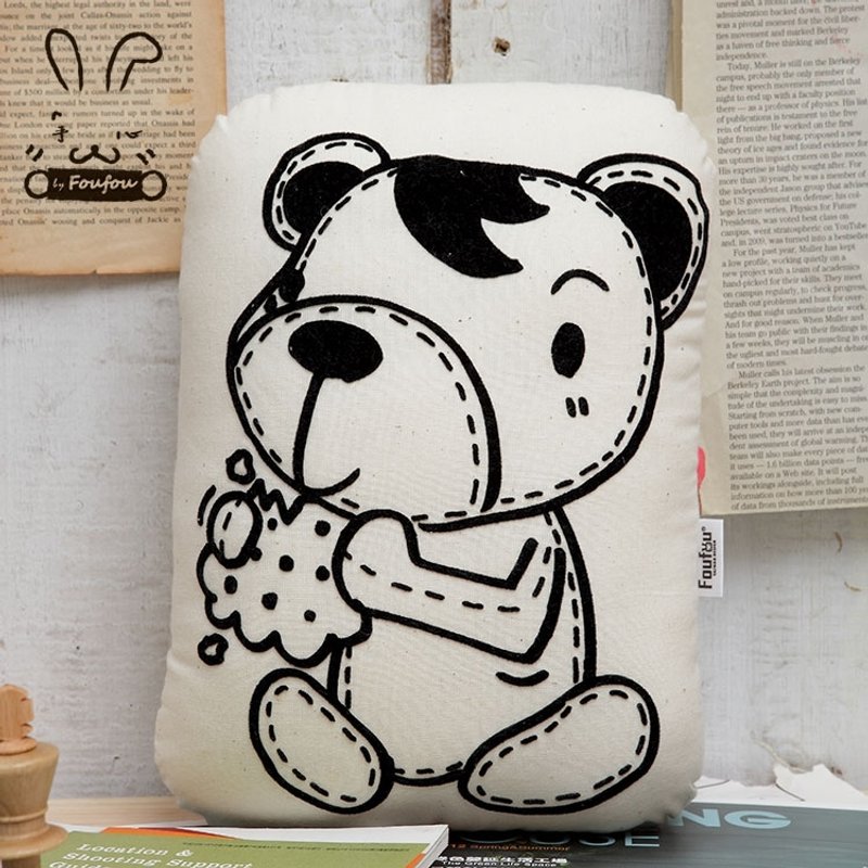 《Foufou》手工抱枕-饼干熊(米色帆布) - 枕头/抱枕 - 其他材质 白色