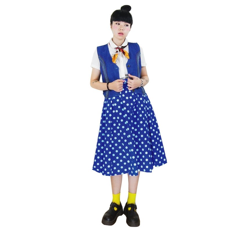 A PRANK DOLLY - 复古着VINTAGE彩色绣线牛仔背心 - 女装背心 - 其他材质 蓝色