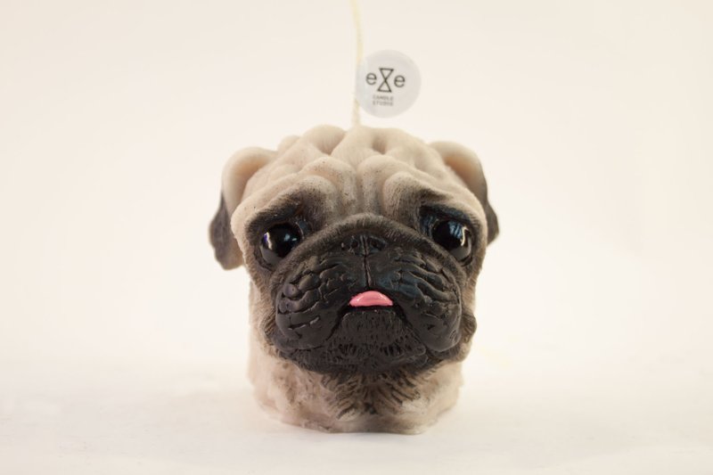 彩绘涂装版巴哥犬 狗造型香氛蜡烛 Painted Pug Dog Candle - 蜡烛/烛台 - 蜡 金色