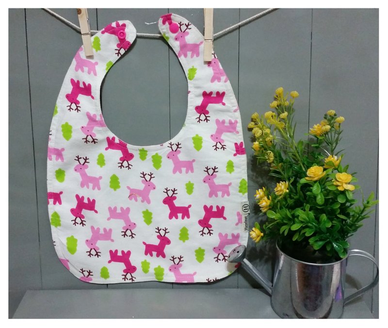 北欧风格可爱小鹿图案围兜、口水巾, 原创手工制作.弥月礼物 - 围嘴/口水巾 - 其他材质 白色