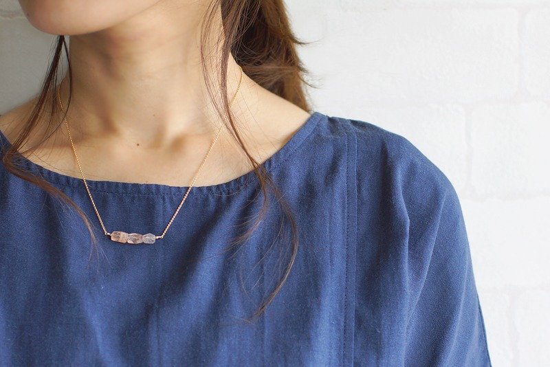 14kgf-Feuilles Mortes necklace - 项链 - 宝石 粉红色