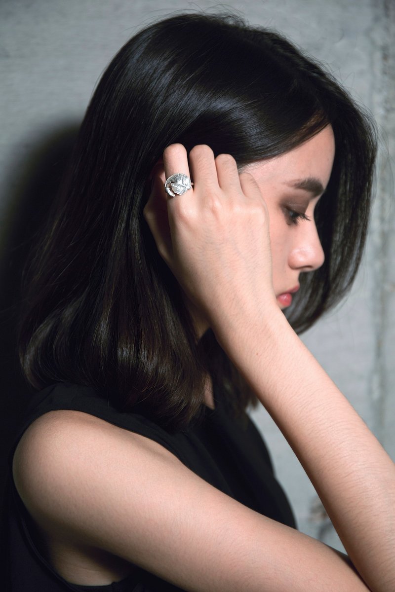 归鱼 |自然纹理系列| 卷叶子戒指 - 戒指 - 其他金属 