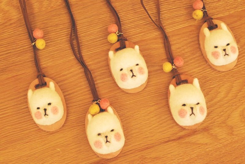 *Mori Shu*手作羊毛毡-羊驼球球皮革项链 - 项链 - 羊毛 金色