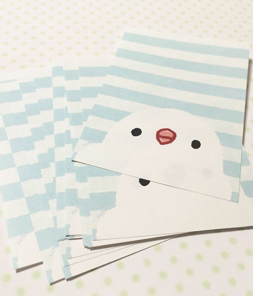 Mini memo paper 30-sheet set (white Java sparrow) - 便条纸/标签贴 - 纸 蓝色