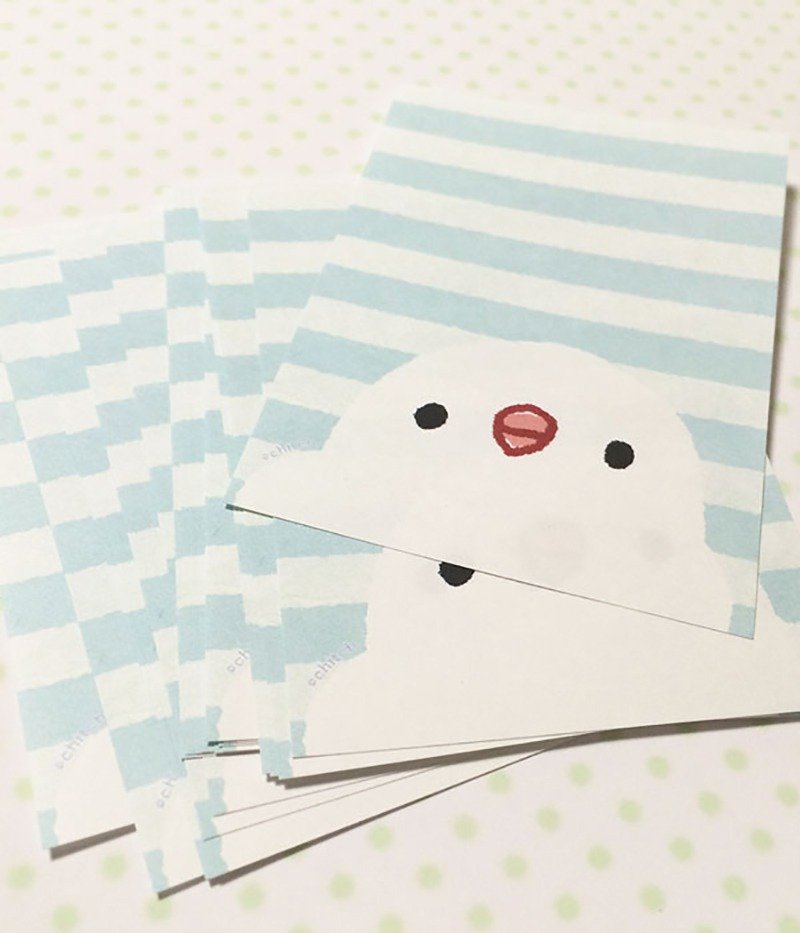 Mini memo paper 30-sheet set (white Java sparrow) - 便条纸/标签贴 - 纸 蓝色