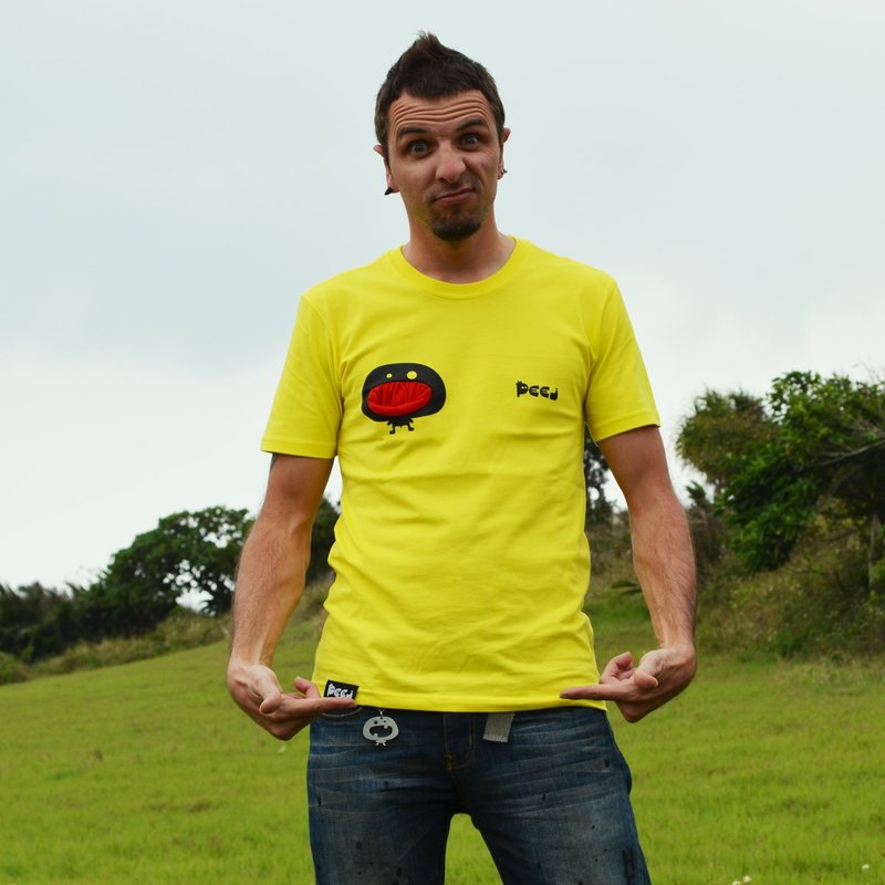 【买一送一】爱吃鬼踢/鲜黄色/男女/女生长版加大款 - 女装 T 恤 - 棉．麻 黄色