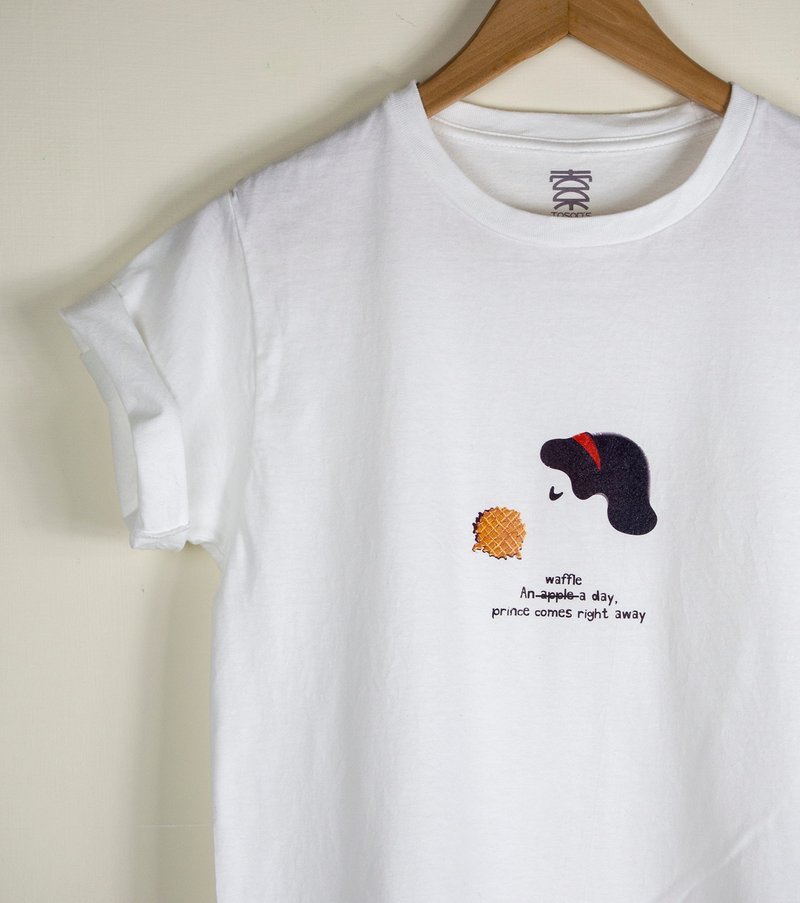 插画图TEE - 经典白雪公主(比利时松饼)  短袖 趣味图T 童话 幽默 - 女装 T 恤 - 其他材质 白色