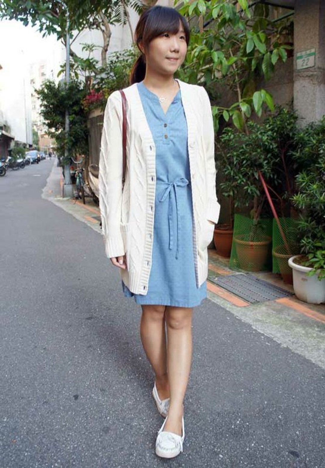 Georgia Tsao //米色麻花针织外套 - 女装休闲/机能外套 - 其他材质 白色