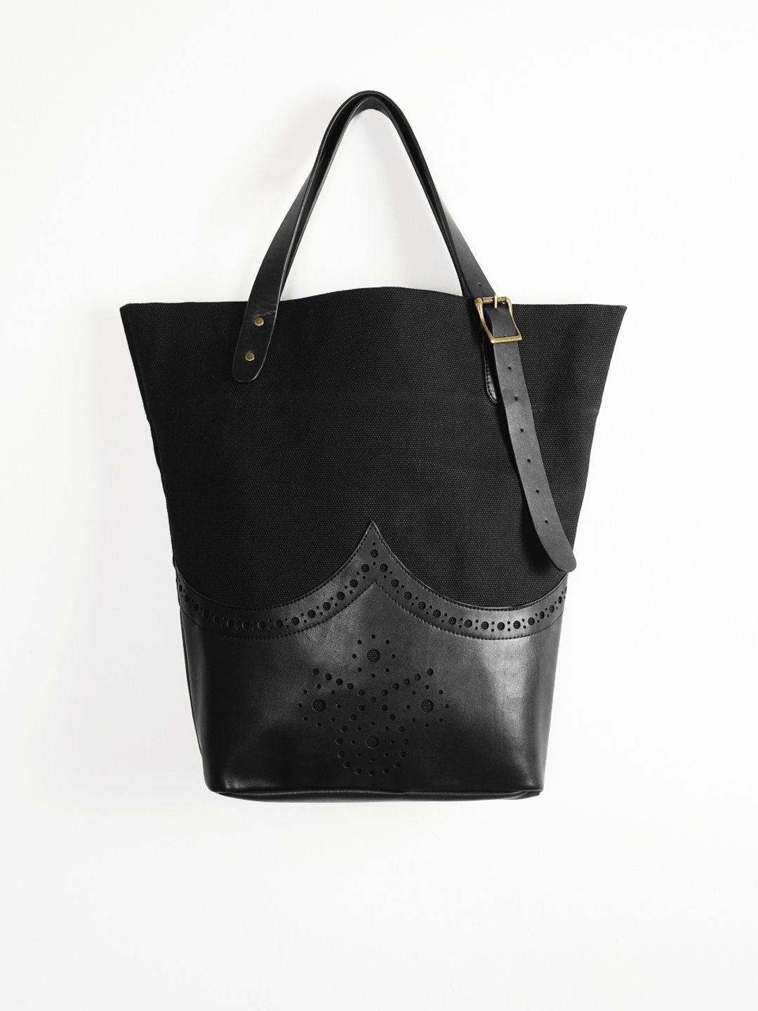 sample leather X 漾品 帆布牛津包 手工 机缝 帆布结合皮革 英伦风 牛津 托特包 ‘设计款’ - 手提包/手提袋 - 真皮 黑色