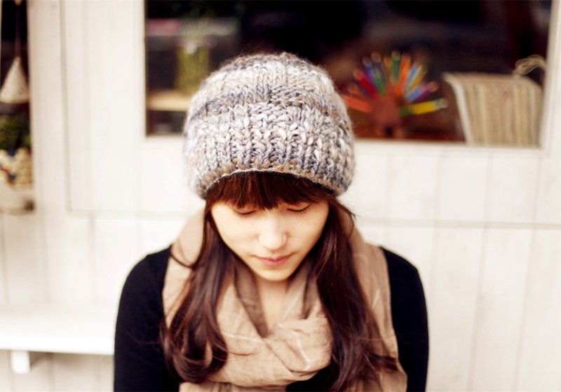 【好日手作】冬季混色线毛帽 - 帽子 - 其他材质 多色