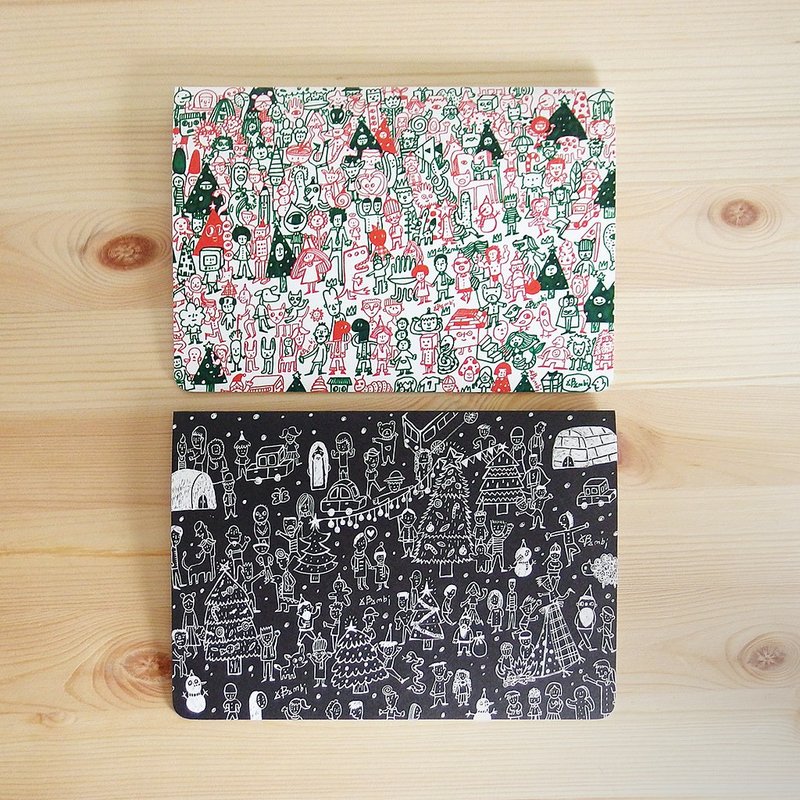 烫金圣诞卡片2入组 雪白圣诞节与红绿圣诞节 - 卡片/明信片 - 纸 黑色