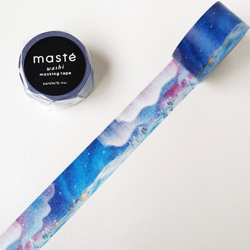maste 和纸胶带 Travel系列【极光(MST-MKT150-A)】复刻版 - 纸胶带 - 纸 蓝色