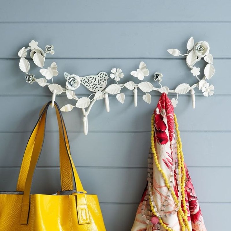 {复古花鸟珐琅挂勾} 六勾 - 墙贴/壁贴 - 其他金属 白色