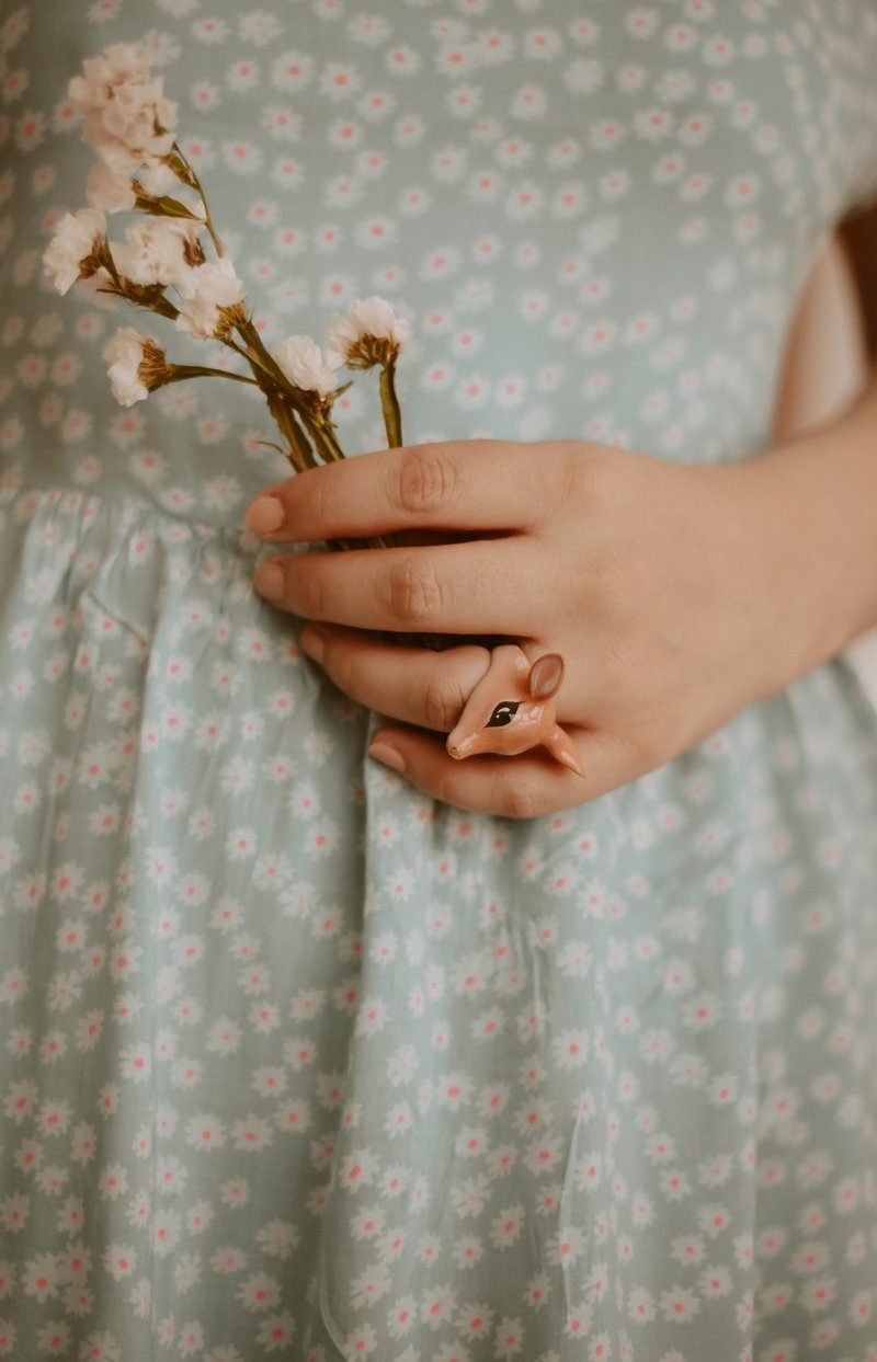 Forest Deer 黄铜戒指 - 戒指 - 其他金属 咖啡色