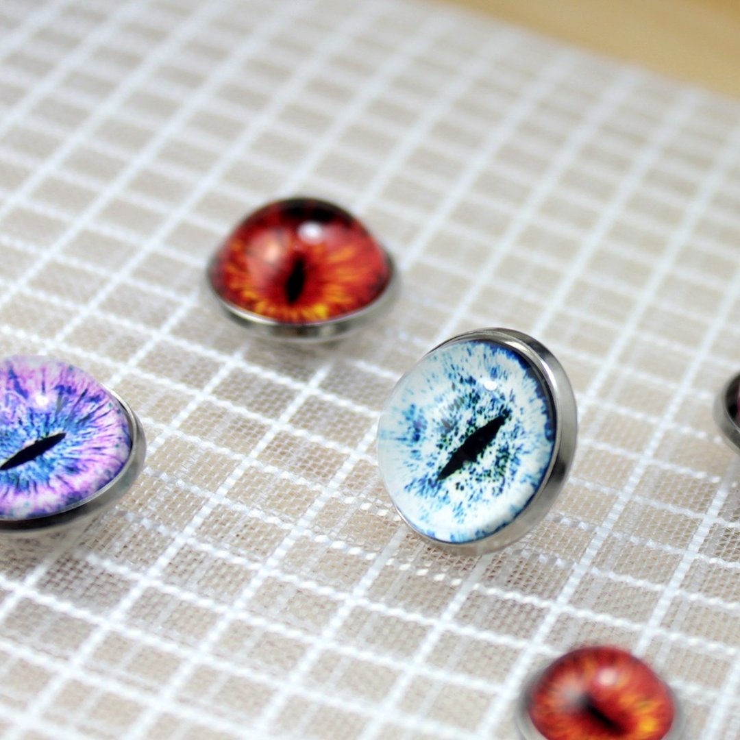 [Cat EYE]16mm猫眼不锈钢小别针 (一组两颗) - 徽章/别针 - 其他金属 多色