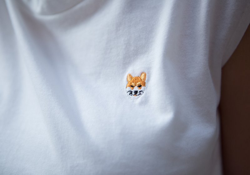 SUMI◆柴犬电绣坦克背心◆4SF033_白 - 女装背心 - 棉．麻 白色