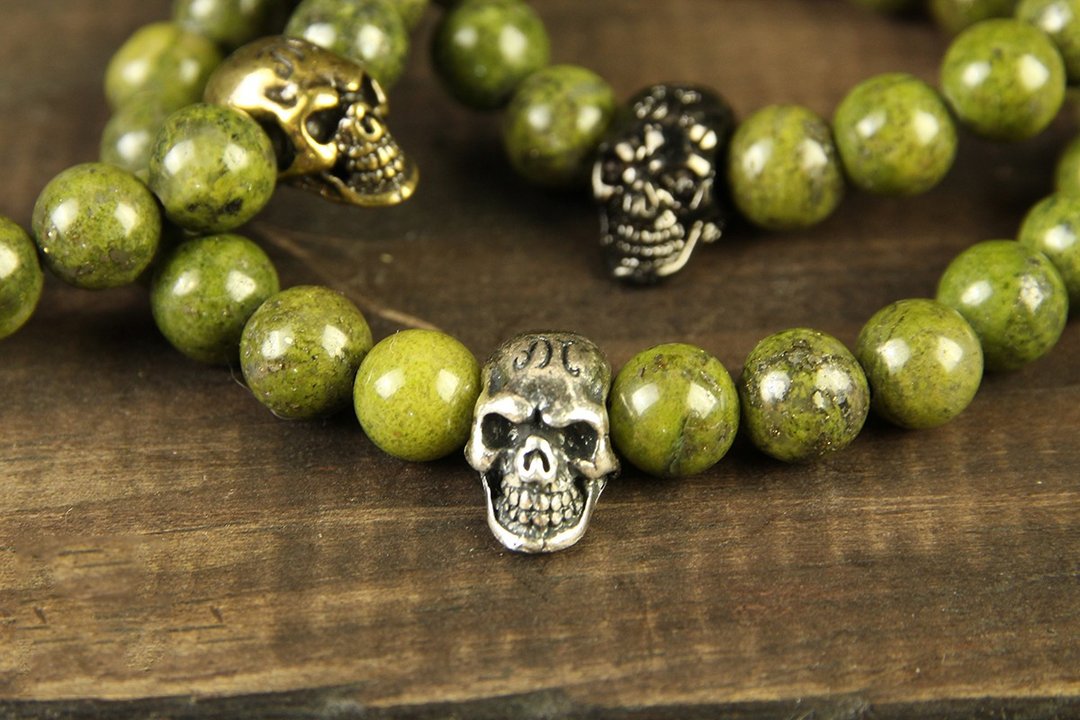 【METALIZE】Skulls 8MM Beaded Bracelet 骷髅8MM串珠手链 - 手链/手环 - 其他材质 