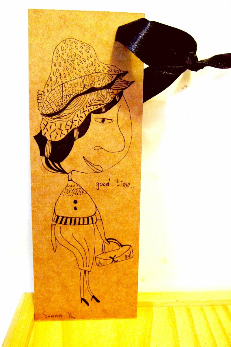 大头症女孩日常万用书签-汉堡女士 - 卡片/明信片 - 纸 粉红色