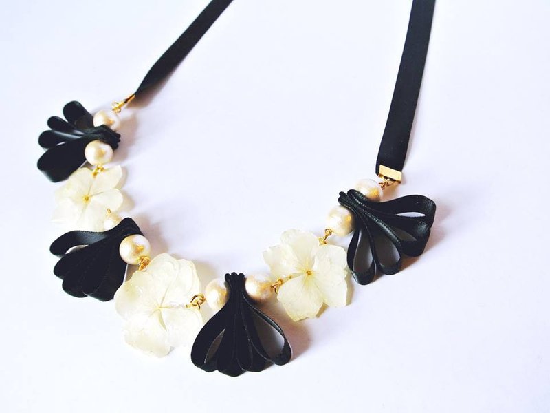 《硬胶花痴AGFC》（受注制作）全立体真花制作 棉棉珠丝带风琴 项链 颈链 颈链 - 颈链 - 植物．花 多色