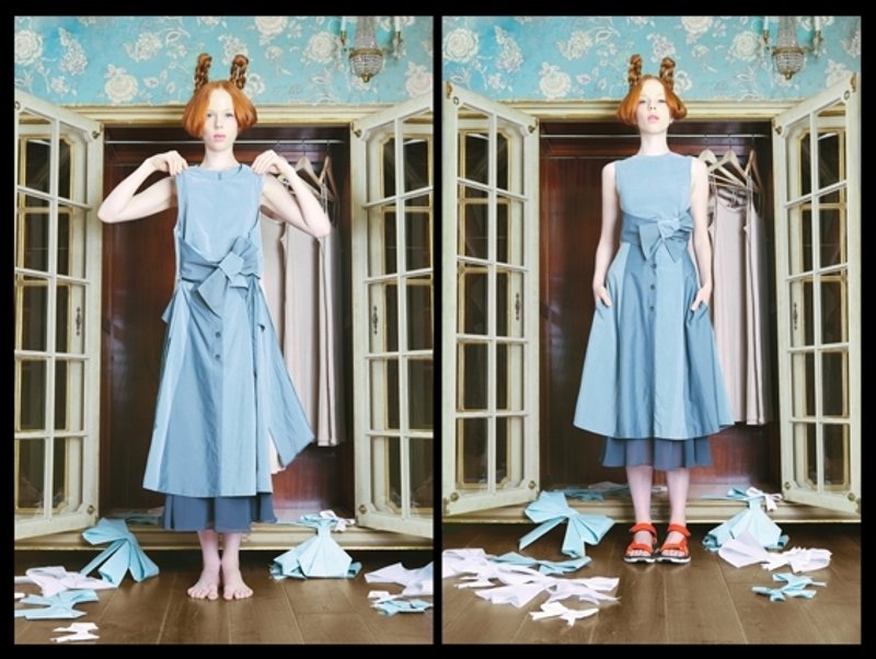 Envol Avec Ning铁灰色无袖系结背心 - 女装背心 - 棉．麻 灰色