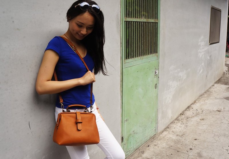 “限量手创”纯朴口金包 （侧背、手提） - 侧背包/斜挎包 - 真皮 橘色