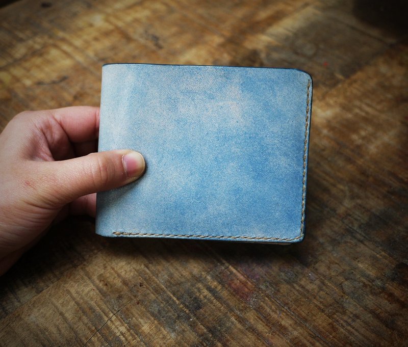 夕卡 Shika // 手制革物_意大利植鞣牛皮短夹 - 皮夹/钱包 - 真皮 蓝色