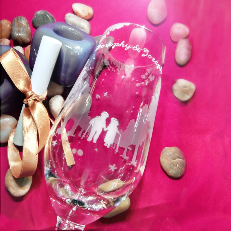 Purity of Love玻璃香檳杯組 父母親 週年紀念 生日 客製化 刻字 - 摆饰 - 玻璃 透明