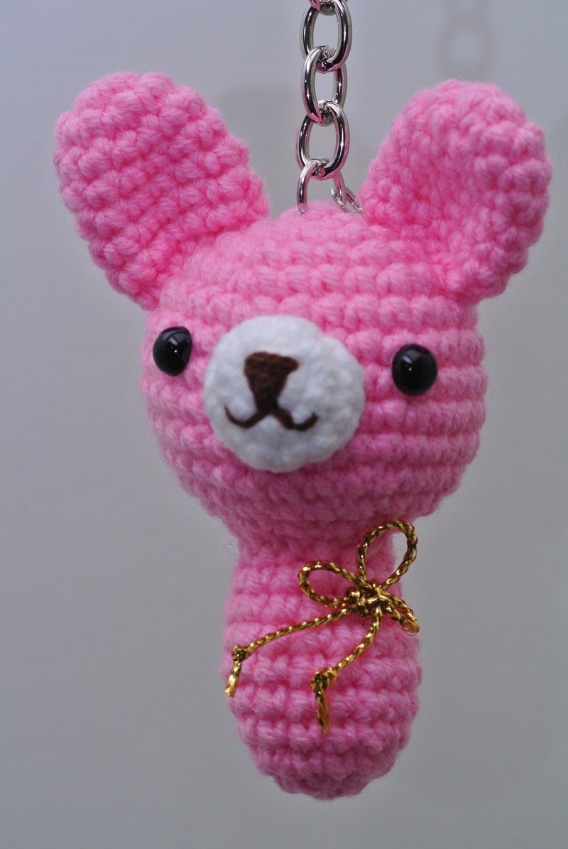 【Knitting】十二生肖系列-扬眉兔气 - 钥匙链/钥匙包 - 其他材质 粉红色