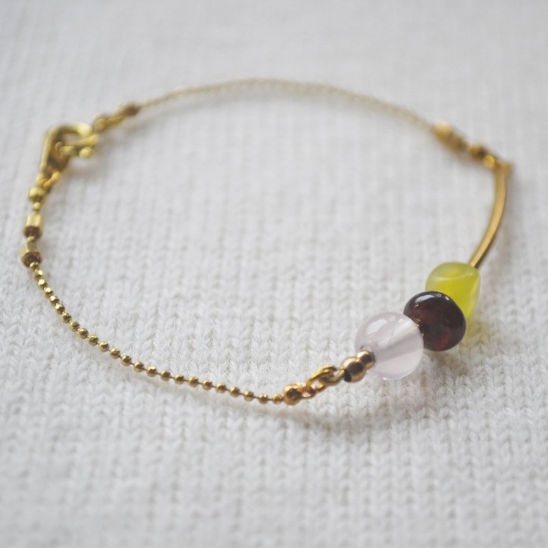 真实－芙蓉粉晶／石榴石／柠檬玉［手链／手环／礼物］ - 手链/手环 - 宝石 多色