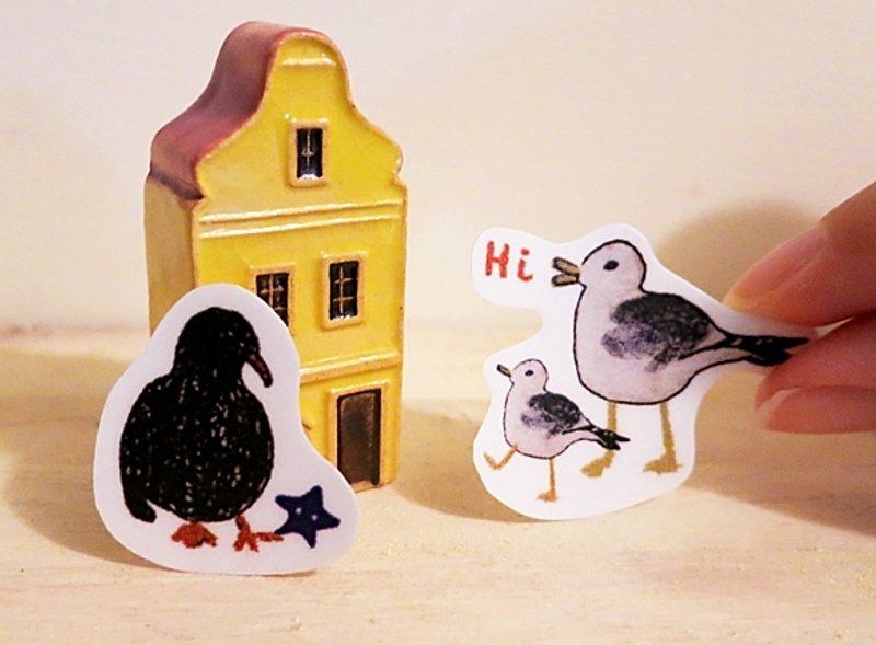 北欧鸟儿。防水厚质贴纸 - 贴纸 - 纸 黑色