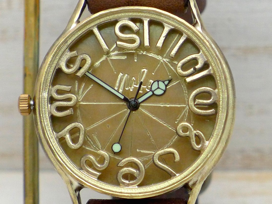 JB3-Rev HandCraftWatch JUMBOBrass36mm Reverse Rotation Watch Floating Index (JUM31A-Rev) - 女表 - 铜/黄铜 金色