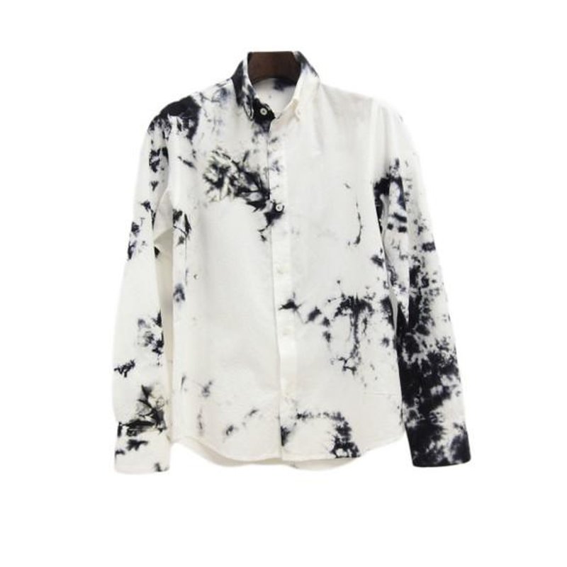 <Mサイズ> The black uneven dyed by Tsumugirabo by black-dyed shirt traditional craft Nagoya black crested dyed in Japan - 女装衬衫 - 其他材质 