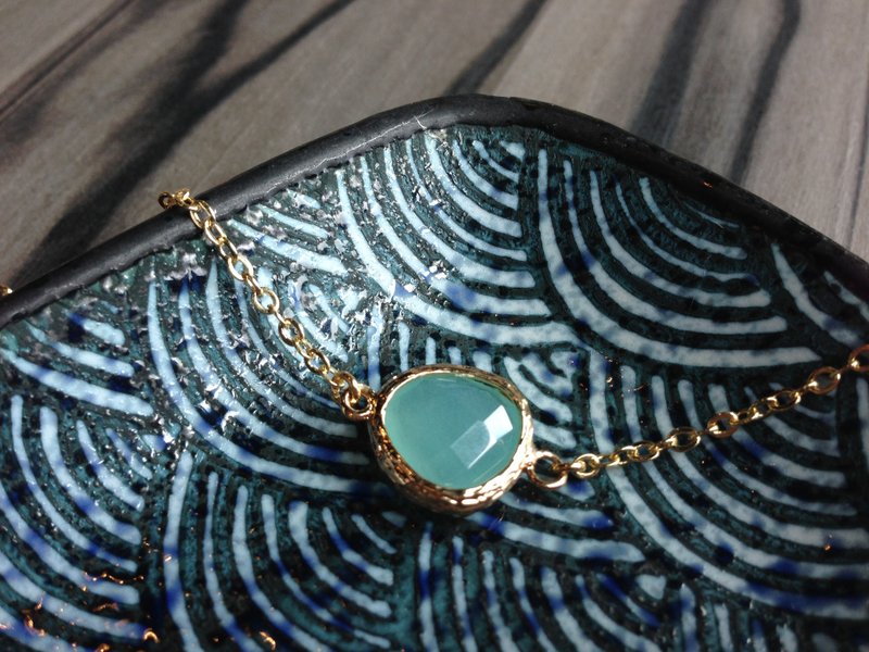 《KeepitPetite》薄荷绿・精致高贵・镀金包边玻璃仿宝石・手链 • 礼物 - 手链/手环 - 宝石 绿色