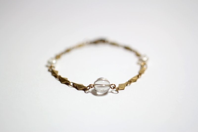 七夕情人节礼物 古典简约天然石黄铜几何造型手链 - 手链/手环 - 其他金属 金色