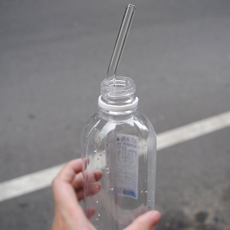 24cm【MSA环保小物】宝特瓶加长专用(口径0.8cm 弯曲款)耐热玻璃吸管 重复使用环保爱地球 (附赠清洁刷棒轻松洗净) - 环保吸管 - 玻璃 灰色