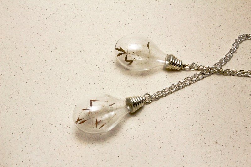 △ 灯泡水滴玻璃球项链 − 梦想 · ゆめ － 蒲公英 − 限量贩售款项链 - 长链 - 植物．花 金色