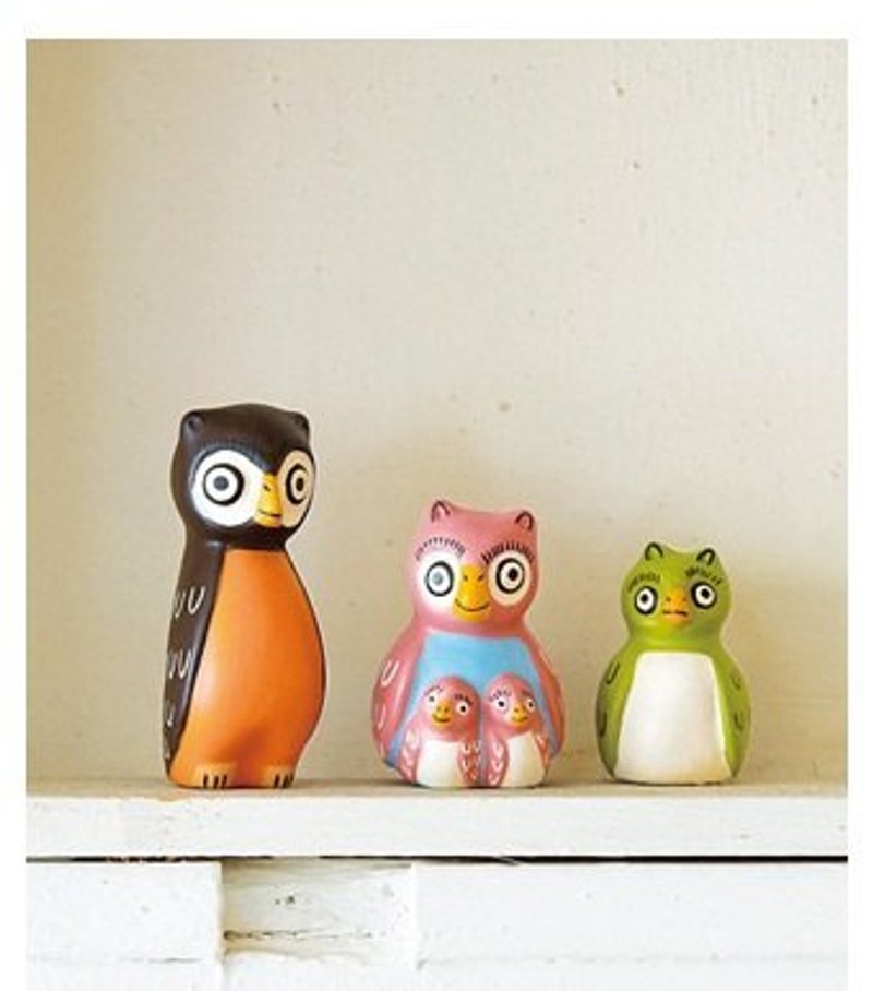 地球树fair trade&Eco-“手工陶系列”-猫头鹰家族(小)绿色 - 其他 - 其他材质 粉红色