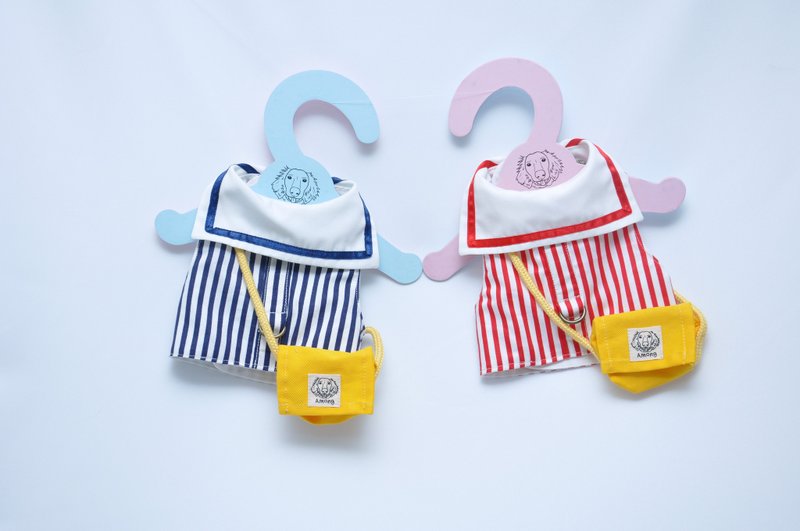 红蓝国小制服。AMONG胸背衣。宠物手作服 - 衣/帽 - 棉．麻 