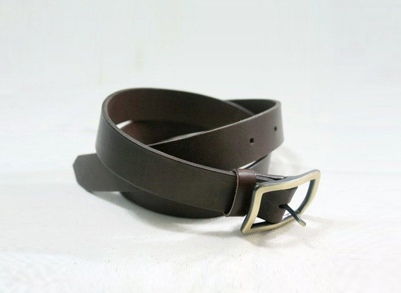 LION's 咖啡色手工全牛皮简约真皮皮带 (定制订做) - 其他 - 真皮 