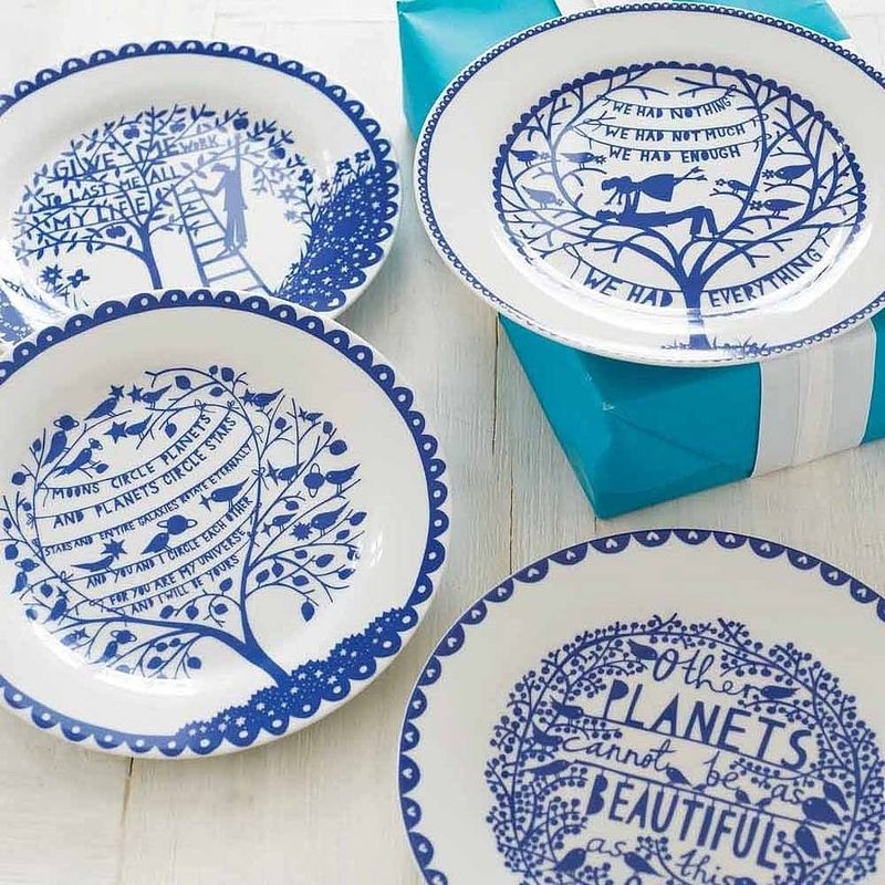SUSS-英国Rob Ryan 剪纸系列经典四季盘_适合入厝/新婚/节庆送礼-绝版瑕疵特卖 - 浅碟/小碟子 - 其他材质 蓝色